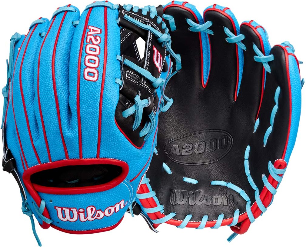 Wilson A2000 1786ss 11.50’’ Infield Glove Wbg05601rt115 - Black Red Sky Blue - Right Throw