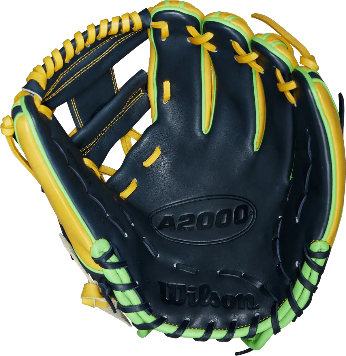 Wilson A2000 1975 11.75’’ Infield Glove Mar 2023 Gotm Wbw1013671175 - Yellow Navy Blue Neon Green - Right Throw