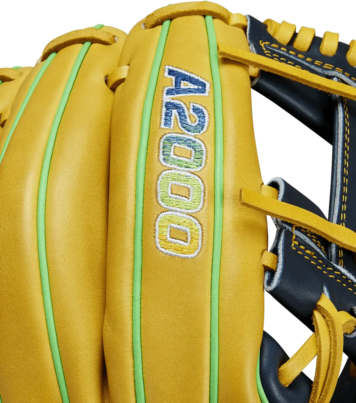 Wilson A2000 1975 11.75’’ Infield Glove Mar 2023 Gotm Wbw1013671175 - Yellow Navy Blue Neon Green - Right Throw