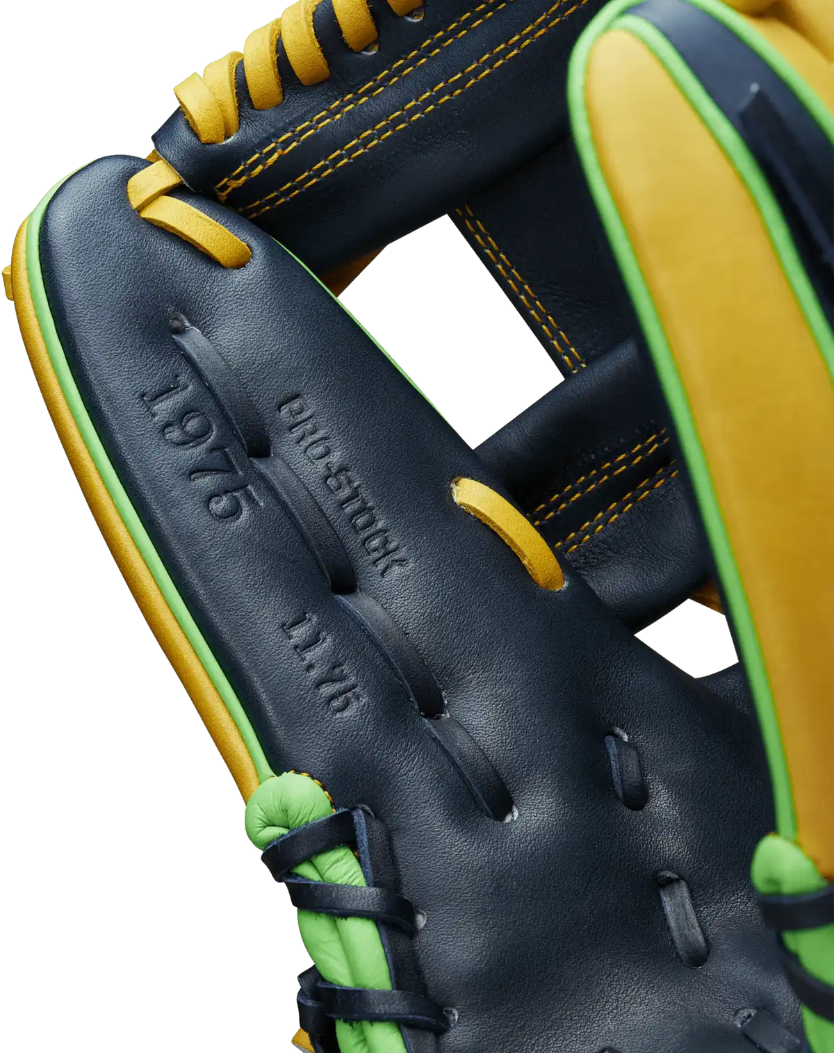 Wilson A2000 1975 11.75’’ Infield Glove Mar 2023 Gotm Wbw1013671175 - Yellow Navy Blue Neon Green - Right Throw