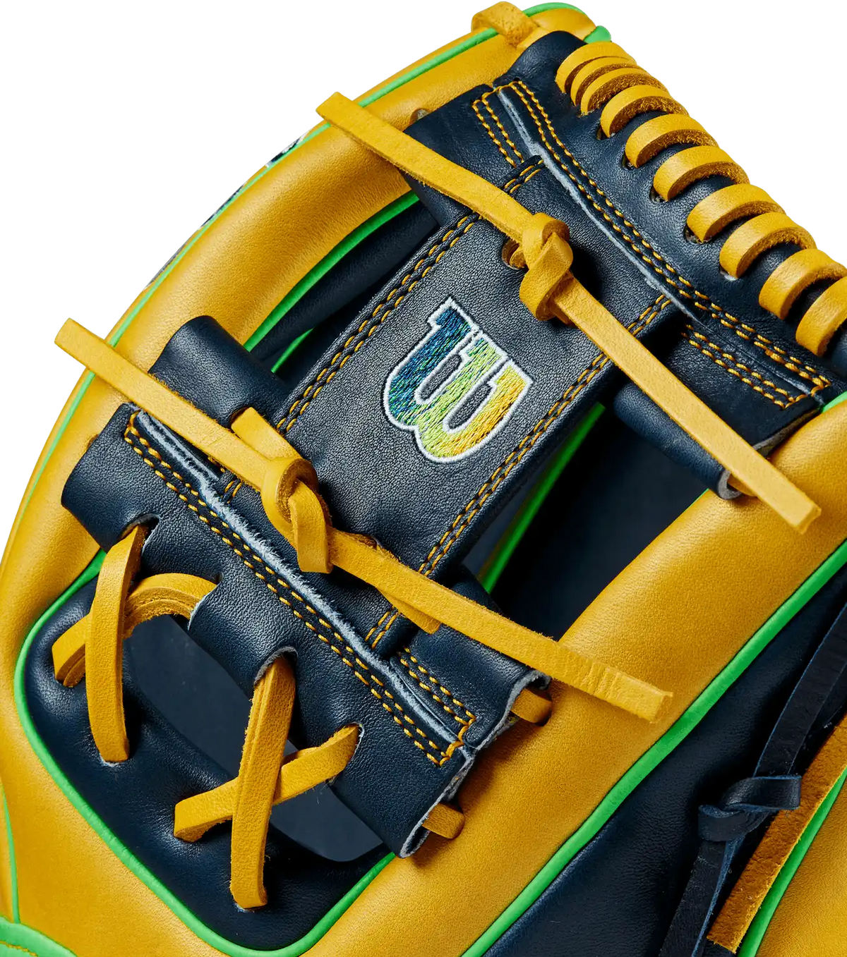 Wilson A2000 1975 11.75’’ Infield Glove Mar 2023 Gotm Wbw1013671175 - Yellow Navy Blue Neon Green - Right Throw