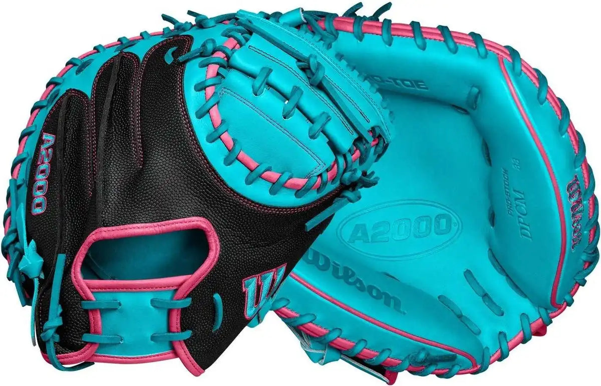 Wilson A2000 Cm33ss 33.00’’ Catcher’s Mitt Wbw10227433 - Black Teal Flamingo Pink - Right