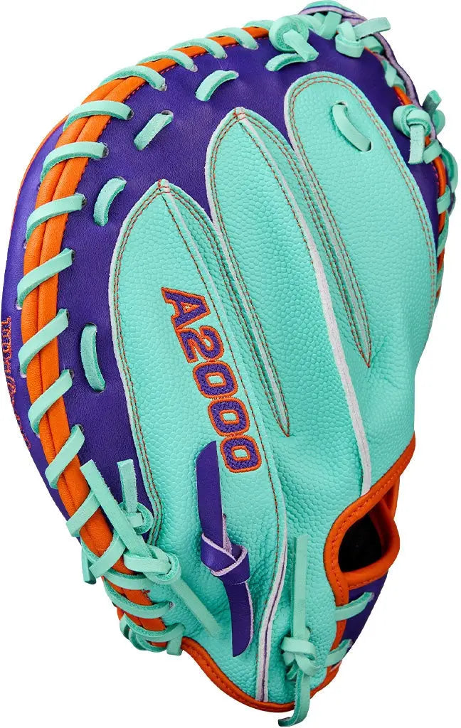 Wilson A2000 Cm33ss 33.00’’ Winter Collection Catcher’s Mitt Wbw10394233 - Seafoam Purple Orange - Mint / Right Throw