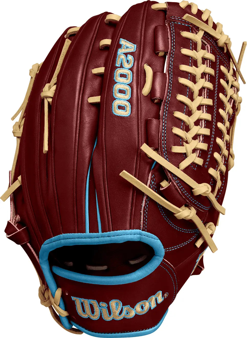 Wilson A2000 D33 11.75’’ Pitcher Infield Glove Wbw1025251175 - Brick Red Tropical Blue Blonde - Brown Bork / Left Throw