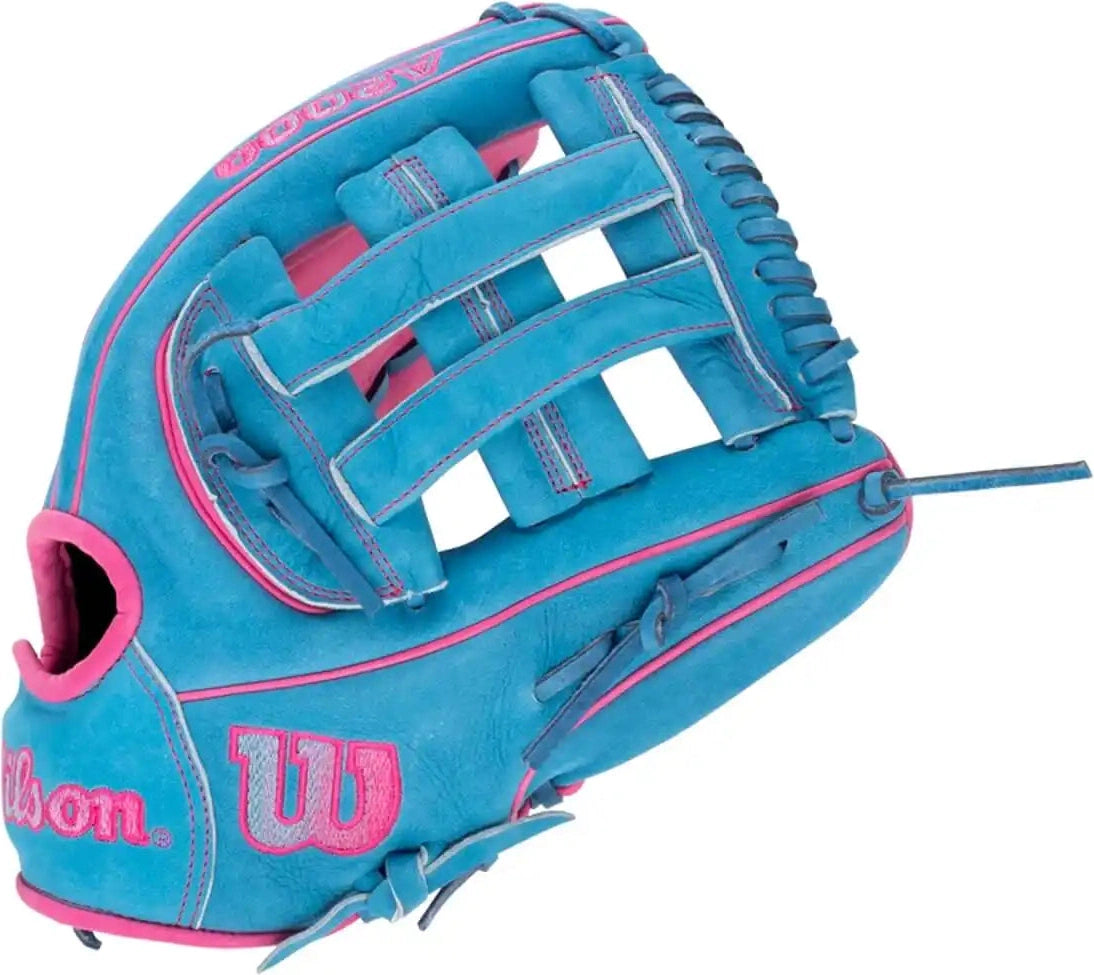 Wilson A2000 Fall 2025 Elly De La Cruz Gm 12.00’’ Infield Glovewbw10345212 - Sky Blue Flamingo Pink - Light / Right