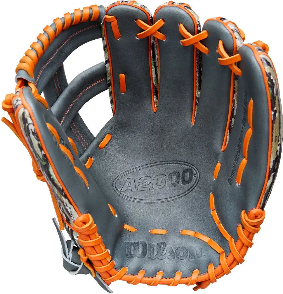 Wilson A2000 Gunnar Henderson 11.75’’ Winter Collection Infield Glove Wbw1034511175 - Camo Pattern Orange - Gray