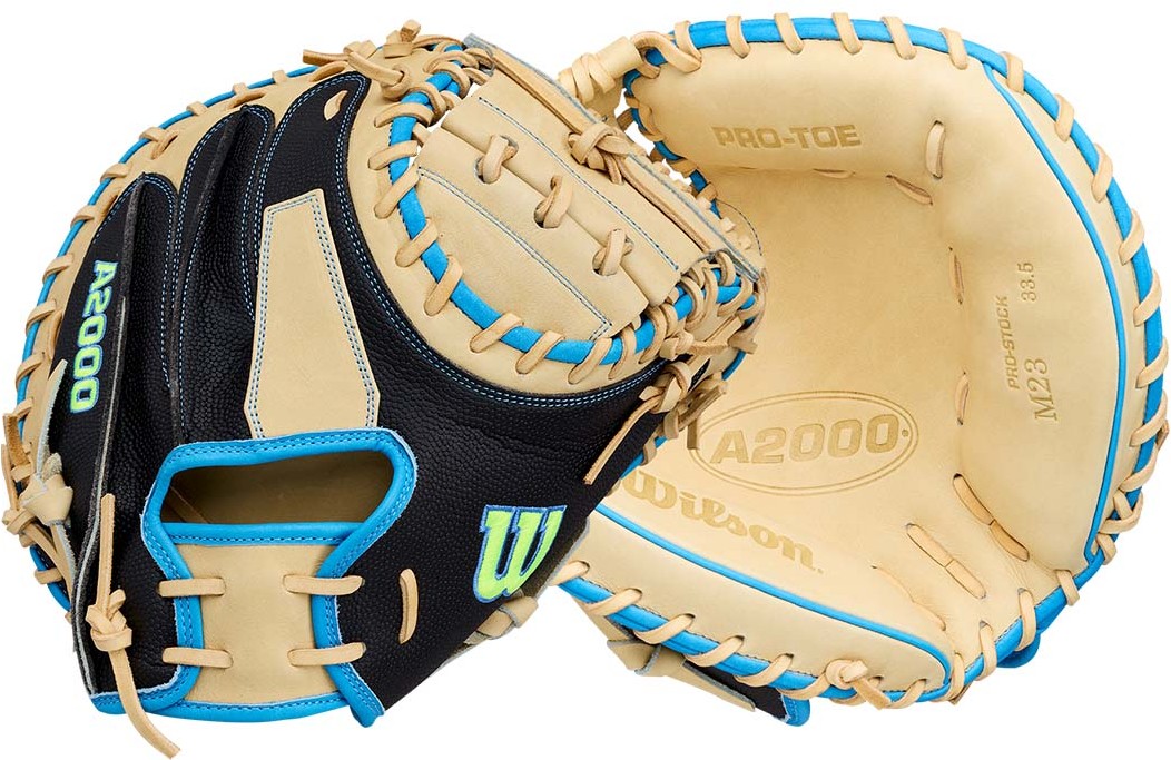 Wilson A2000 M23ss 33.50’’ Catcher’s Mitt Wbg06201rt335 - Blonde Black Sky Blue - Right Throw