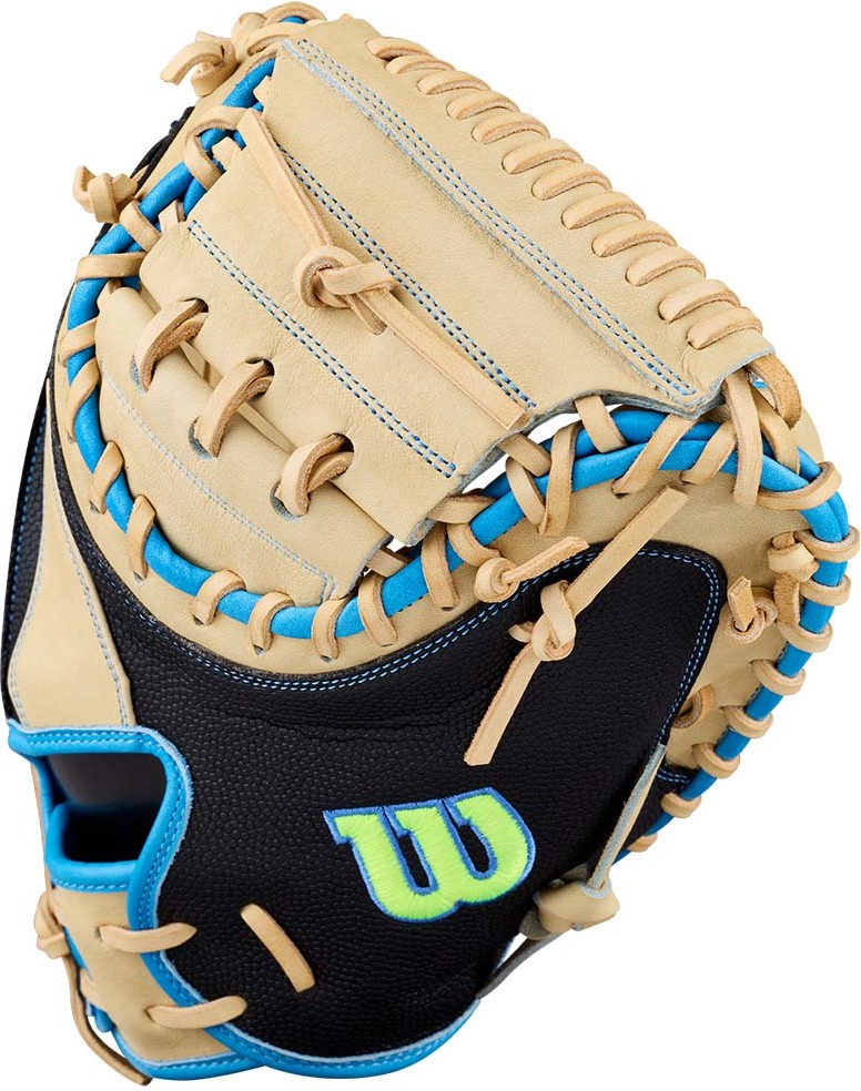 Wilson A2000 M23ss 33.50’’ Catcher’s Mitt Wbg06201rt335 - Blonde Black Sky Blue - Right Throw
