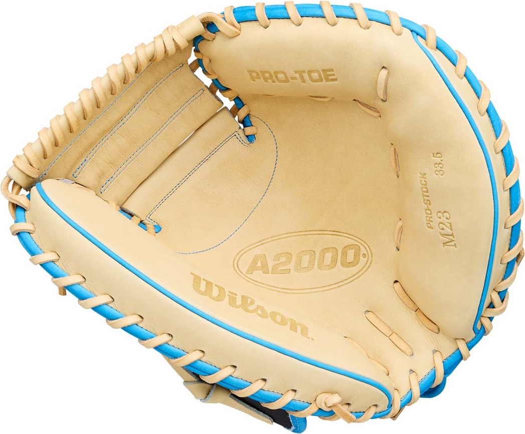 Wilson A2000 M23ss 33.50’’ Catcher’s Mitt Wbg06201rt335 - Blonde Black Sky Blue - Right Throw