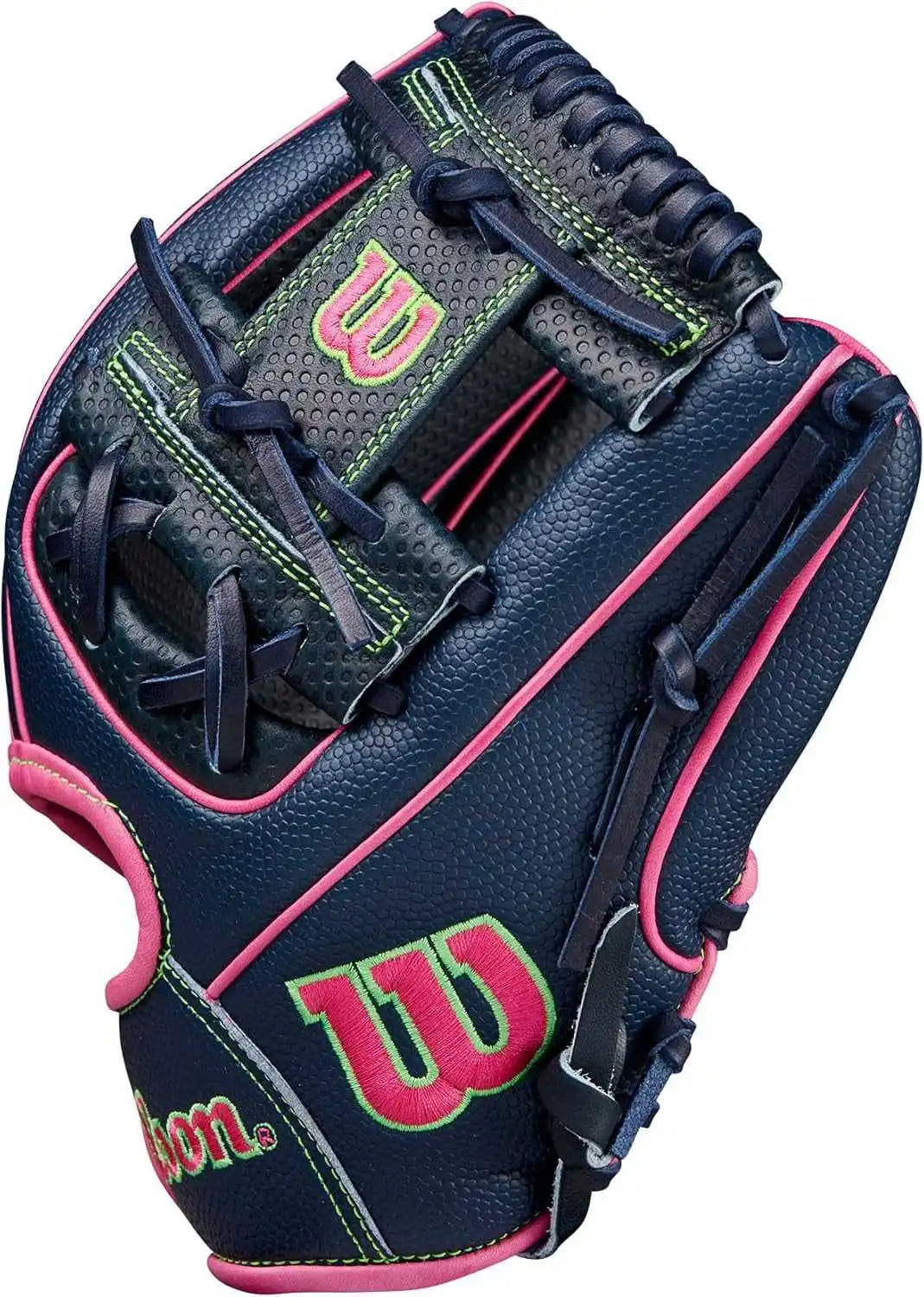 Wilson A2000 Spring 2025 Pedroia Fit 11.50’’ Infield Glove Wbw102747115 - Navy Flamingo Neon Green - Pink / Right Throw