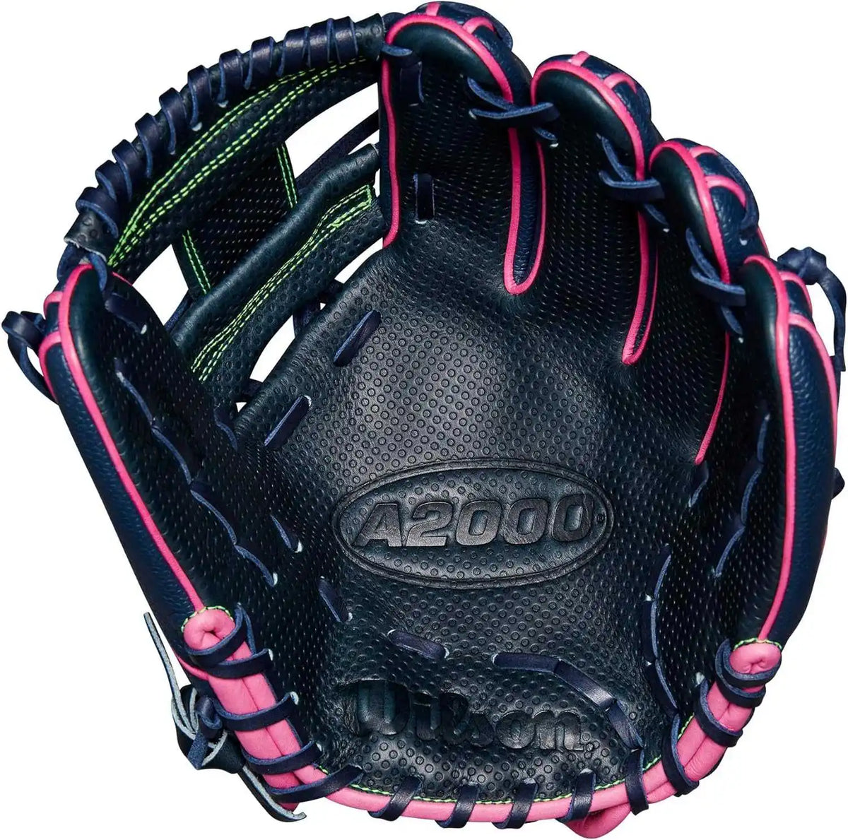 Wilson A2000 Spring 2025 Pedroia Fit 11.50’’ Infield Glove Wbw102747115 - Navy Flamingo Neon Green - Pink / Right Throw