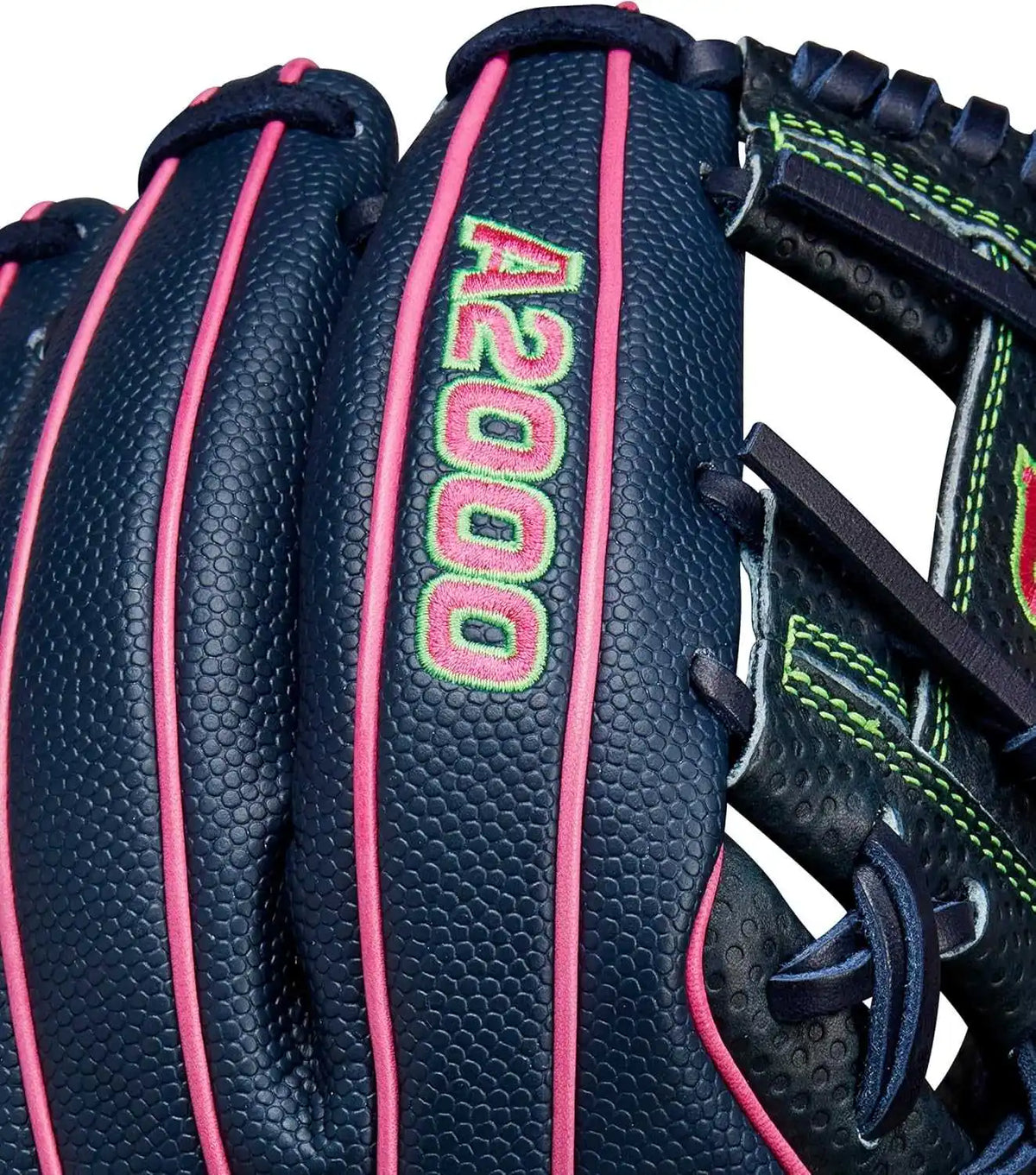 Wilson A2000 Spring 2025 Pedroia Fit 11.50’’ Infield Glove Wbw102747115 - Navy Flamingo Neon Green - Pink / Right Throw