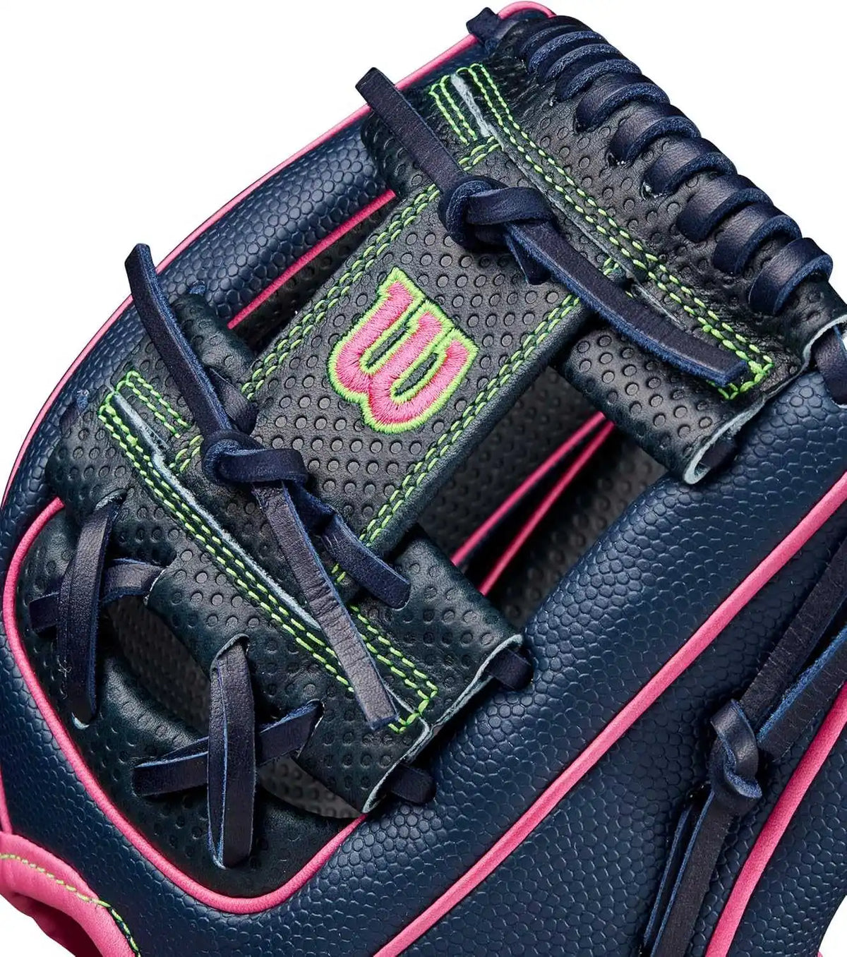 Wilson A2000 Spring 2025 Pedroia Fit 11.50’’ Infield Glove Wbw102747115 - Navy Flamingo Neon Green - Pink / Right Throw