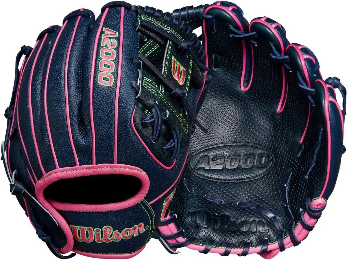 Wilson A2000 Spring 2025 Pedroia Fit 11.50’’ Infield Glove Wbw102747115 - Navy Flamingo Neon Green - Pink / Right Throw