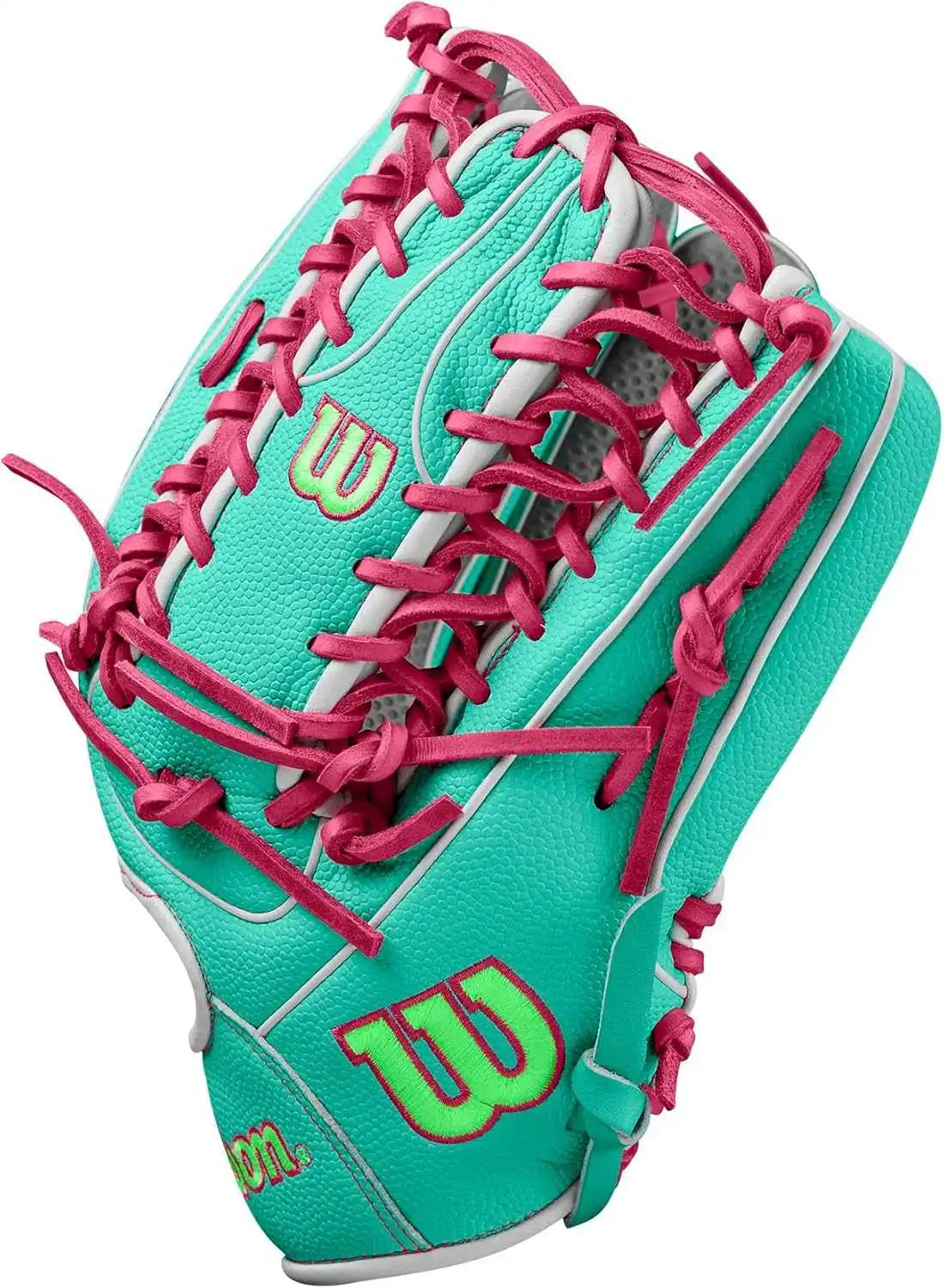 Wilson A2000 Spring 2025 Spin Control 12.75’’ Outfield Glove Wbw1025521275 - Seafoam Flamingo White - Teal Red / Right