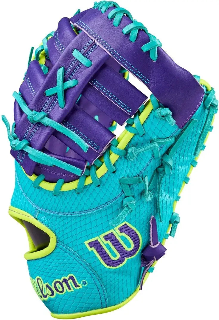 Wilson A2000 Spring Series 1612ss 12.00” 1st Base Mitt Wbw10414012 - Blue Pink Purple