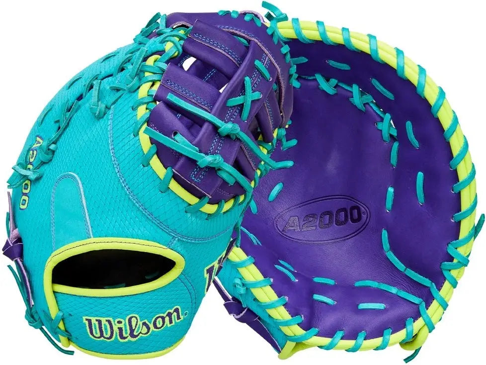 Wilson A2000 Spring Series 1612ss 12.00” 1st Base Mitt Wbw10414012 - Blue Pink Purple