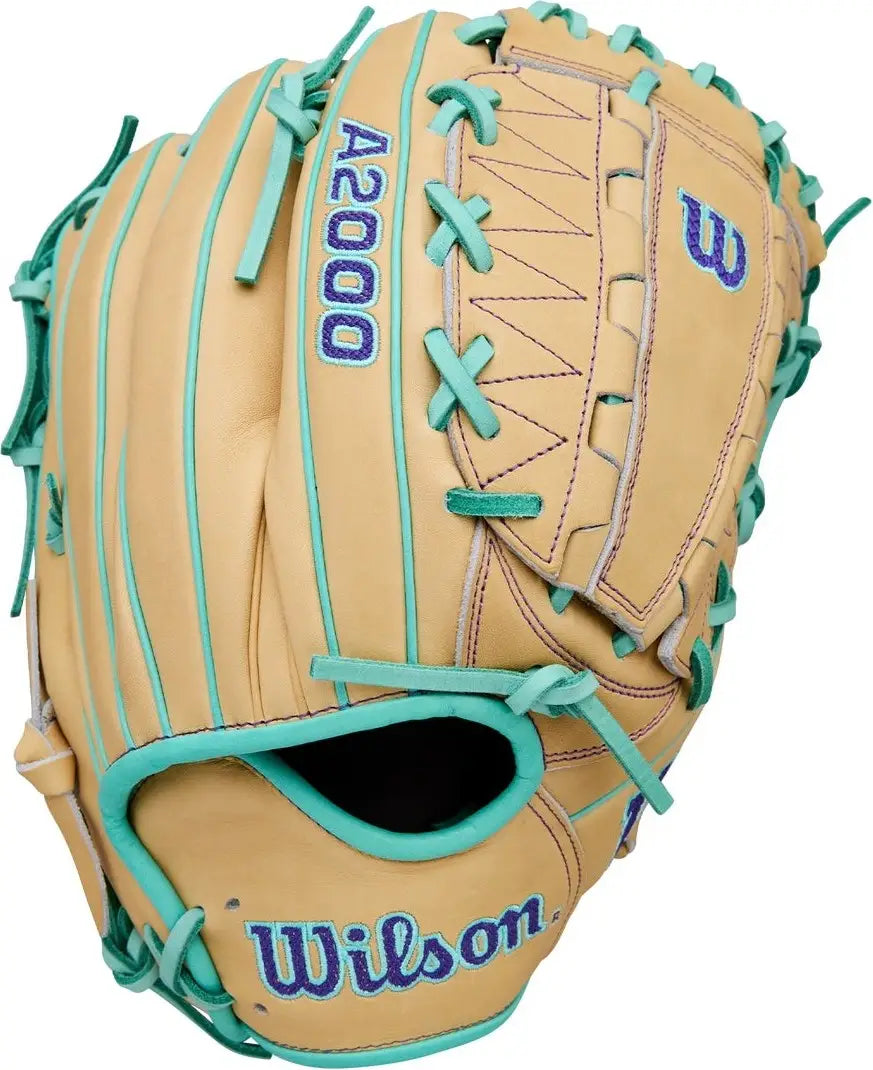 Wilson A2000 Spring Series Dh12 12.00” Pitcher’s Glove Wbw10413812 - Blonde Seafoam Purple