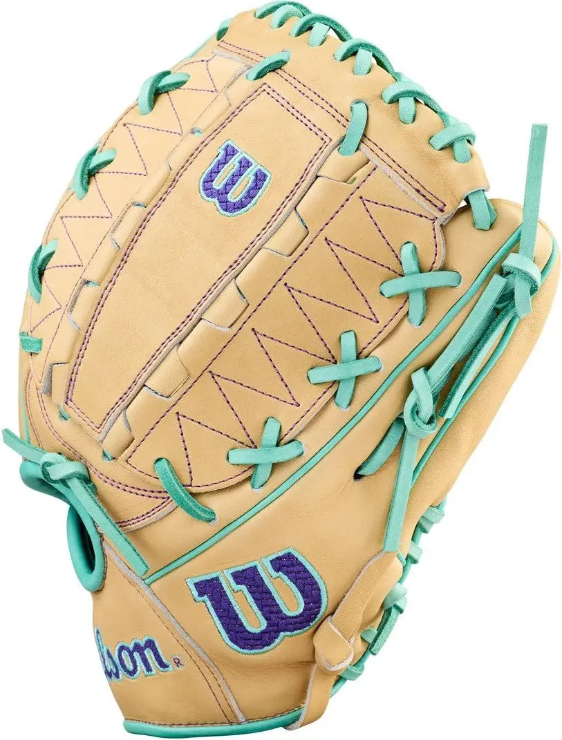 Wilson A2000 Spring Series Dh12 12.00” Pitcher’s Glove Wbw10413812 - Blonde Seafoam Purple
