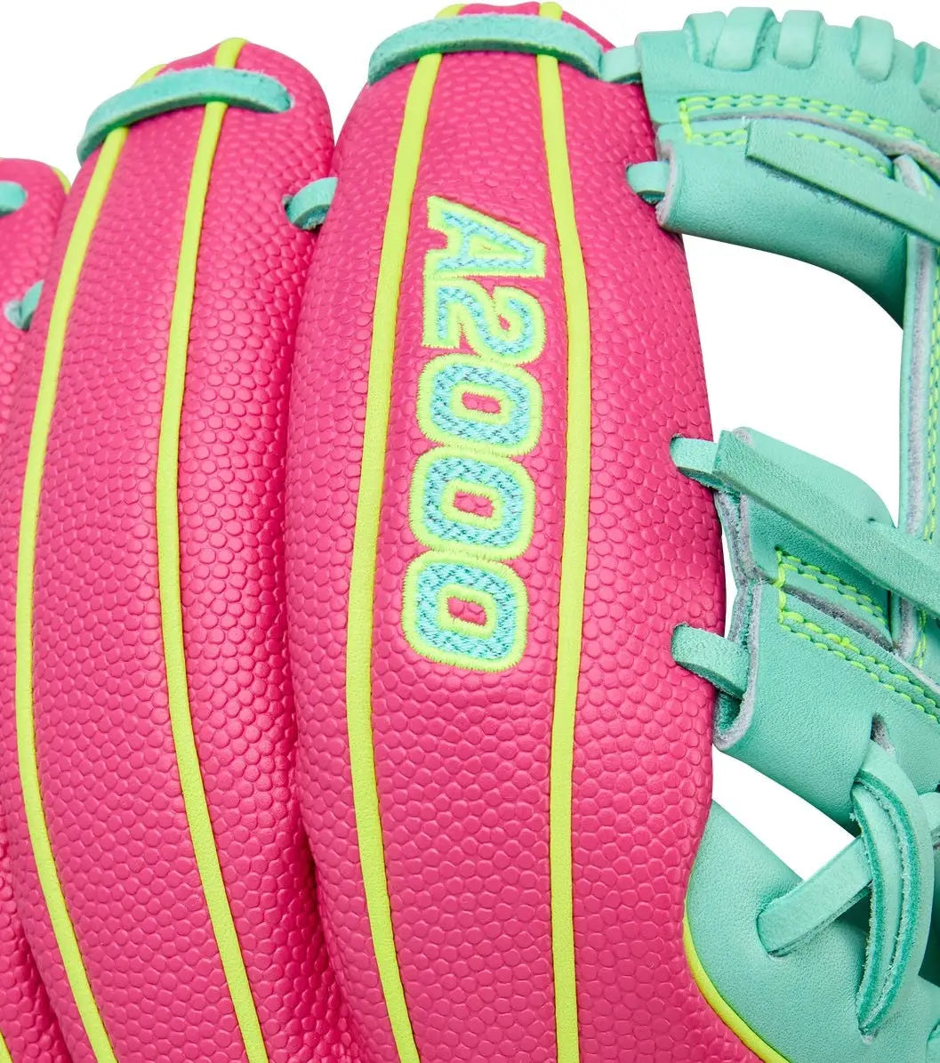 Wilson A2000 Spring Series Dp15ss 11.50” Infield Glove Wbw104143115 - Seafoam Flamingo Pink Optic Yellow - Mint / Right