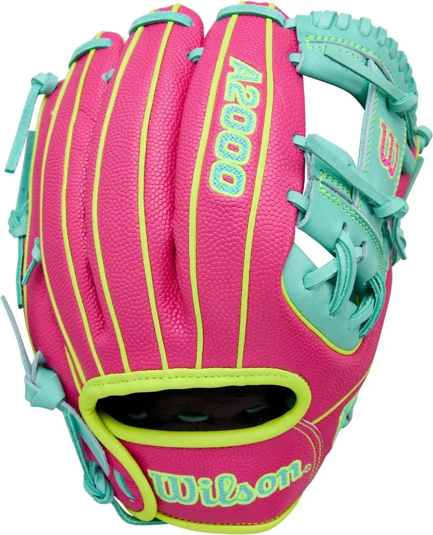 Wilson A2000 Spring Series Dp15ss 11.50” Infield Glove Wbw104143115 - Seafoam Flamingo Pink Optic Yellow - Mint / Right