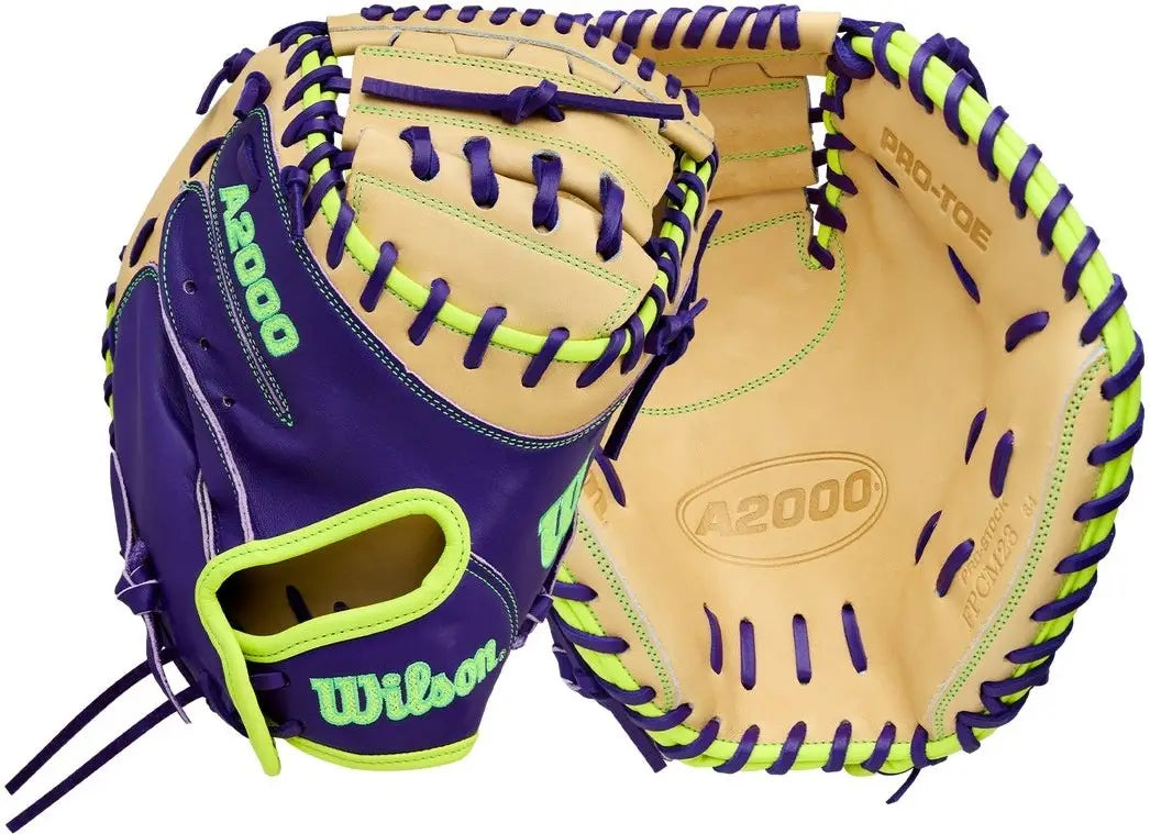 Wilson A2000 Spring Series Fpcm23 34.00” Fastpitch Catcher’s Mitt Wbw10423934 - Purple Blonde - Cork / Right Throw