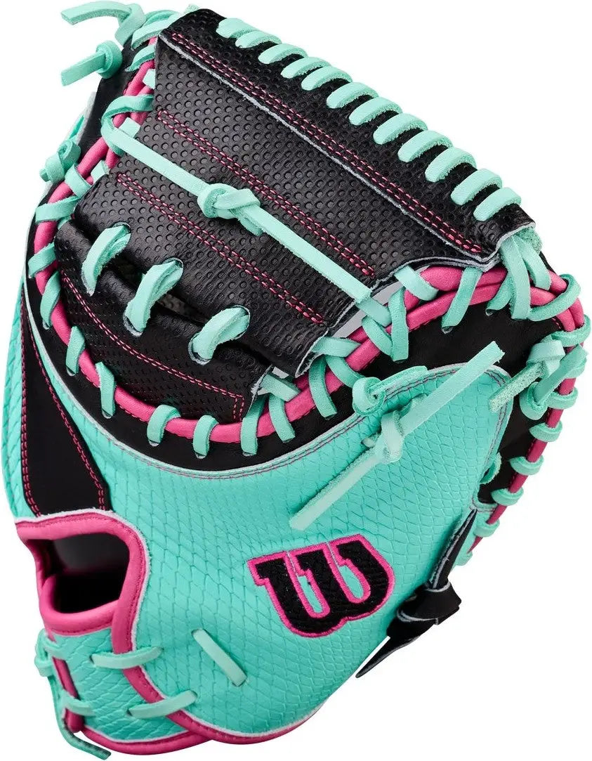 Wilson A2000 Spring Series M23ss 33.50” Catcher’s Mitt Wbw104142335 - Black Seafoam Pink - Mint / Right Throw