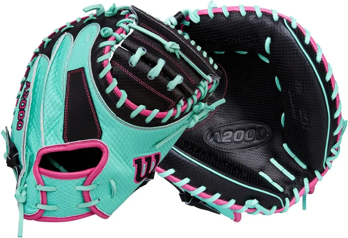 Wilson A2000 Spring Series M23ss 33.50” Catcher’s Mitt Wbw104142335 - Black Seafoam Pink - Mint / Right Throw