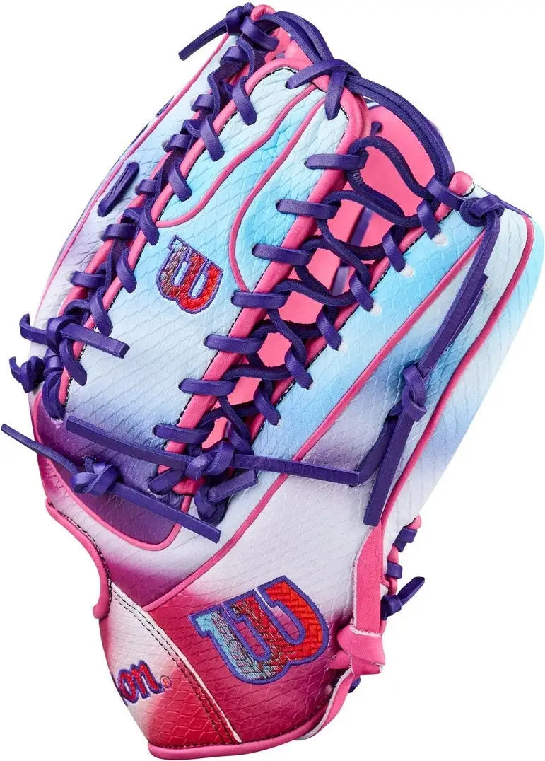 Wilson A2000 Spring Series Ot7ss 12.75” Outfield Glove Wbw1041361275 - Flamingo Pink Purple Blue