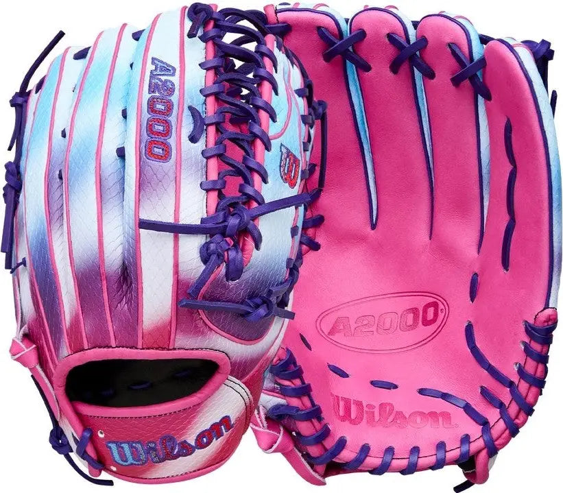 Wilson A2000 Spring Series Ot7ss 12.75” Outfield Glove Wbw1041361275 - Flamingo Pink Purple Blue