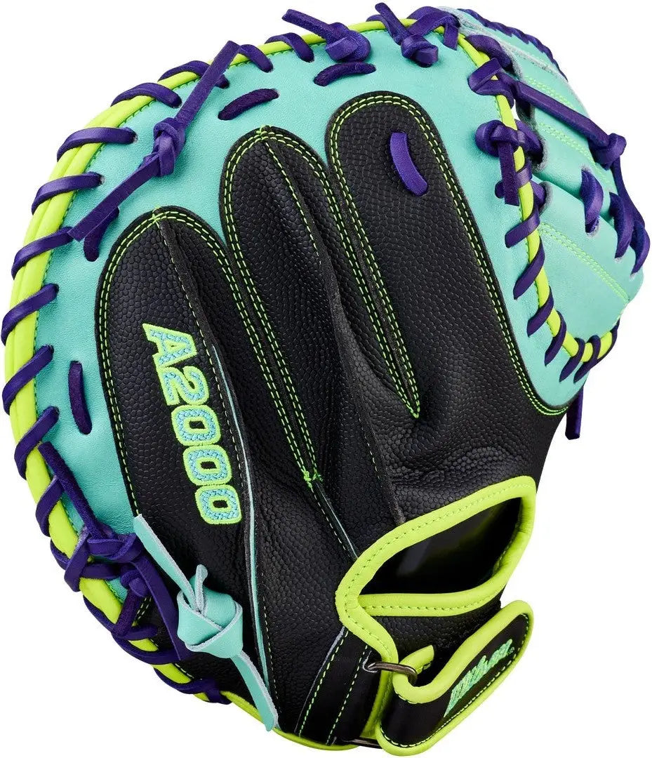 Wilson A2000 Spring Series Pf33ss 33.00” Catcher’s Mitt Wbw10414533 - Black Teal Yellow - Right Throw
