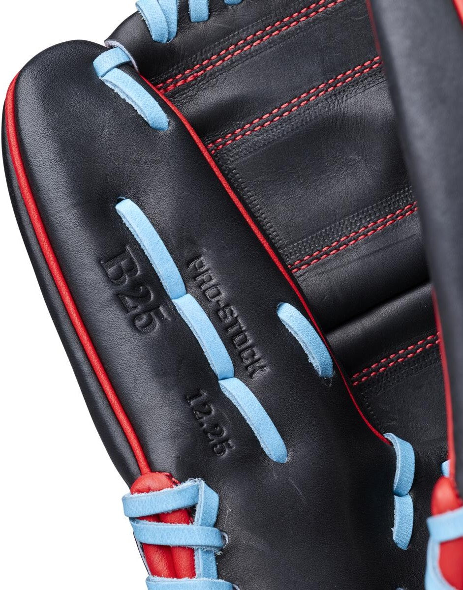 Wilson A2000 Summer 2026 B25 Infield Glove 12.25’’ Wbw1045971225 - Black Red Sky Blue - Right Throw