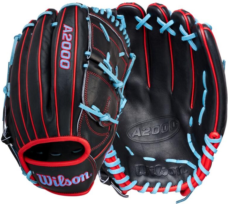 Wilson A2000 Summer 2026 B25 Infield Glove 12.25’’ Wbw1045971225 - Black Red Sky Blue - Right Throw