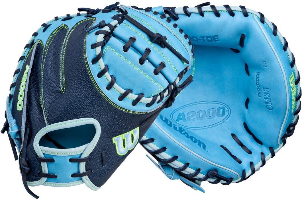 Wilson A2000 Summer 2026 Cm33s Catchers Mitts 33.00’’ Wbw10460433 - Navy Sky Blue - Right Throw