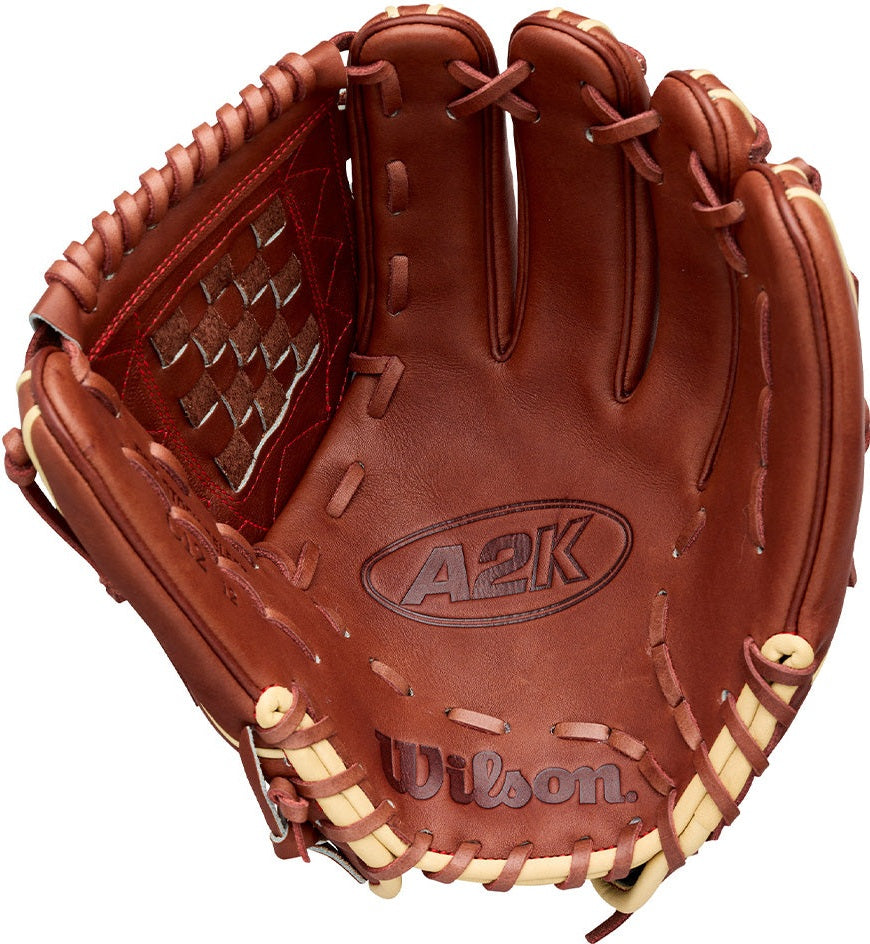 Wilson A2k C12 12.00’’ Pitcher’s Glove Wbg07901rt12 - Walnut Blonde Yellow Red - Right Throw
