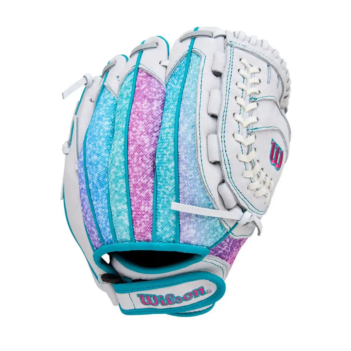 Wilson A440 Flash 11.00’’ Youth Fastpitch Utility Glove Wbw103984 - White Purple Green - Right Throw