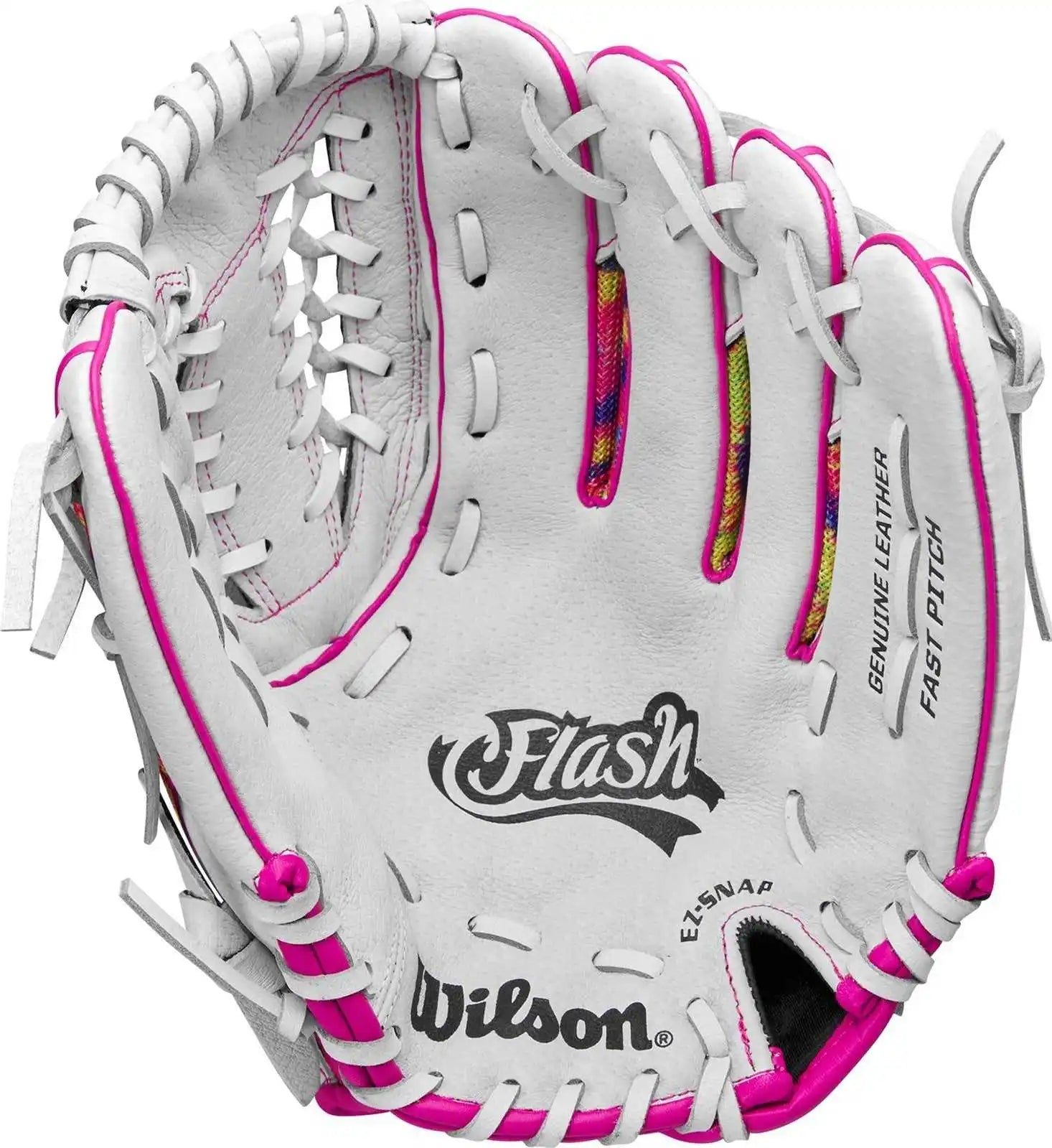 Wilson A440 Flash 12.00’’ Youth Fastpitch Outfield Gloves - White Pink Tie Dye - Right Throw
