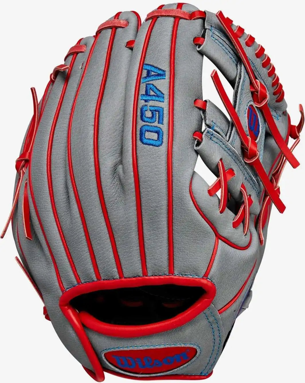 Wilson A450 10.75’’ Youth Infield Glove Wbw1014711075 - Gray Red - Right Throw