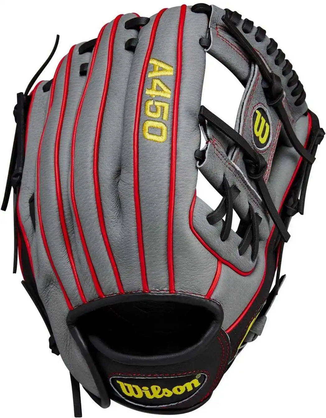 Wilson A450 11.50’’ Youth Infield Gloves - Gray Black Red