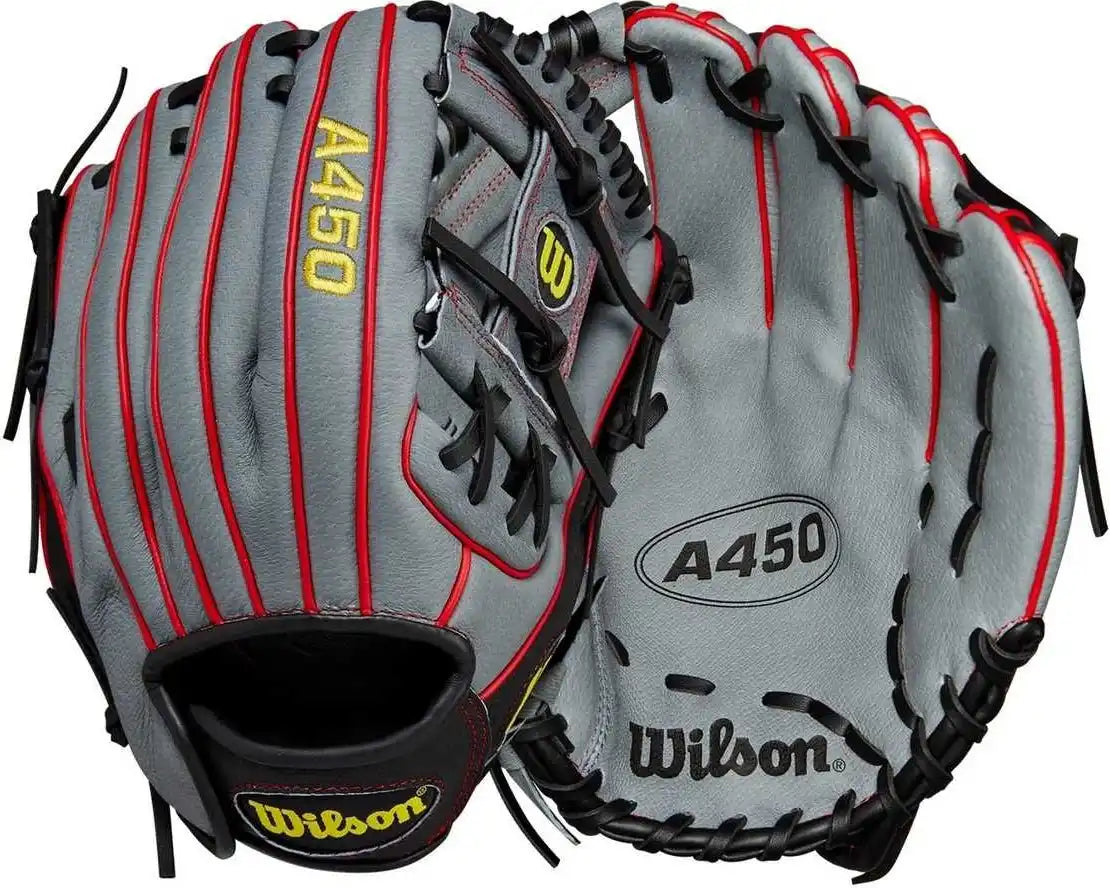 Wilson A450 11.50’’ Youth Infield Gloves - Gray Black Red