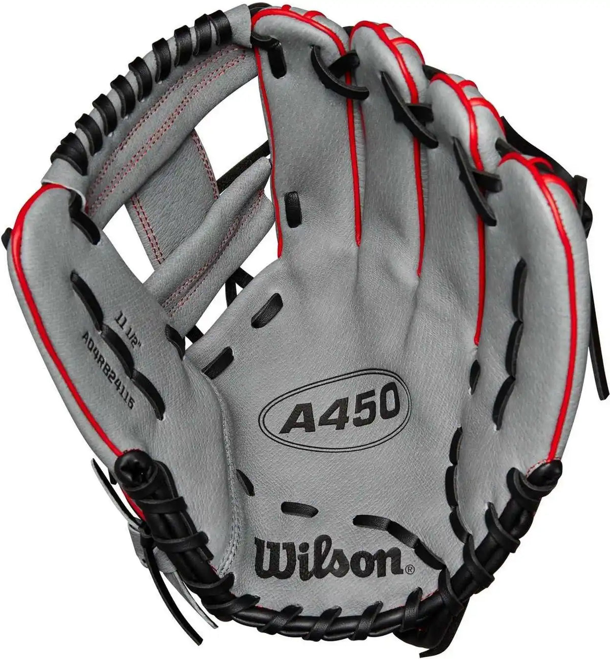 Wilson A450 11.50’’ Youth Infield Gloves - Gray Black Red
