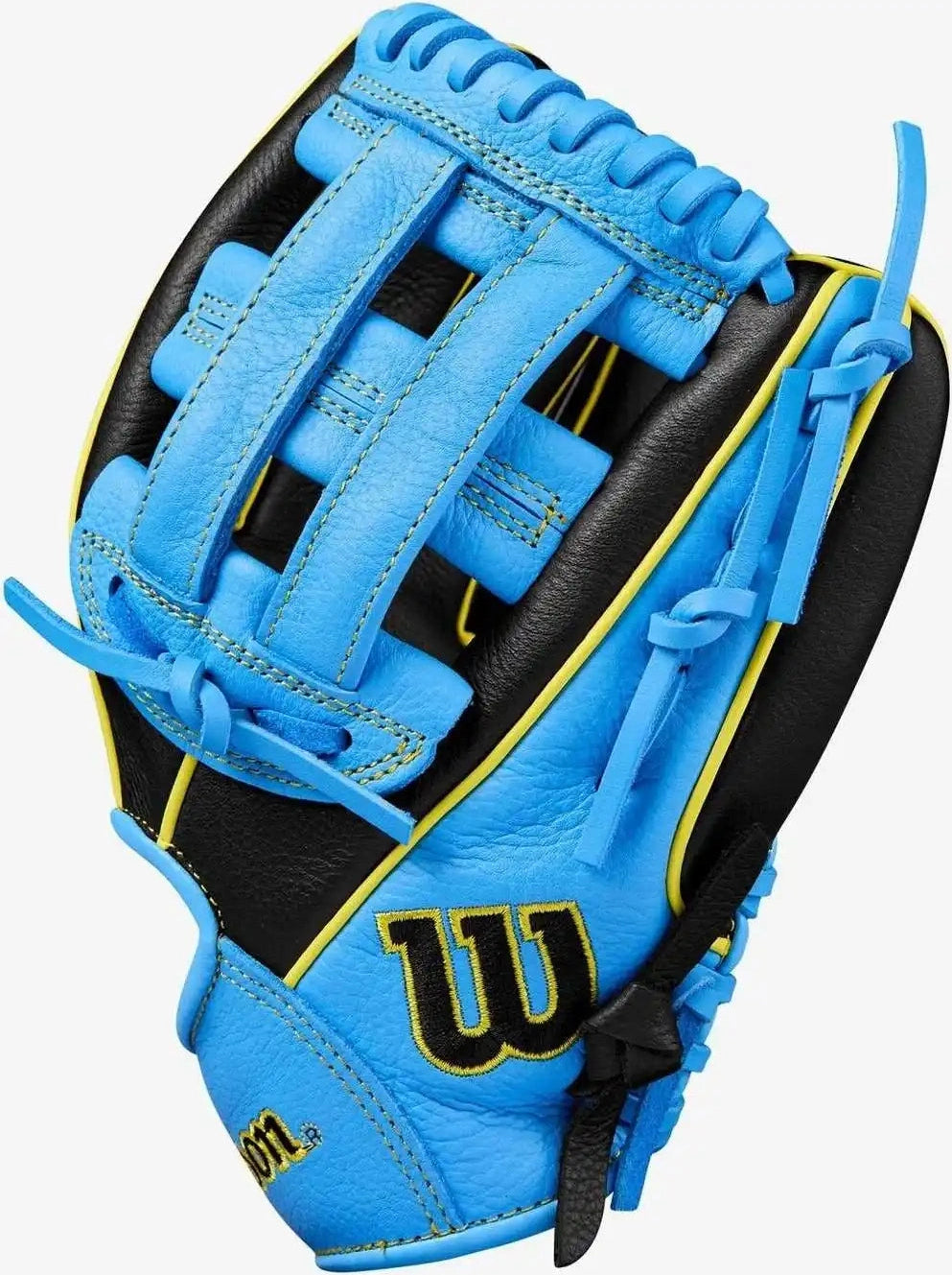 Wilson A500 10.50’’ Infield Baseball Glove - Black Cool Blue Yellow - Right Throw