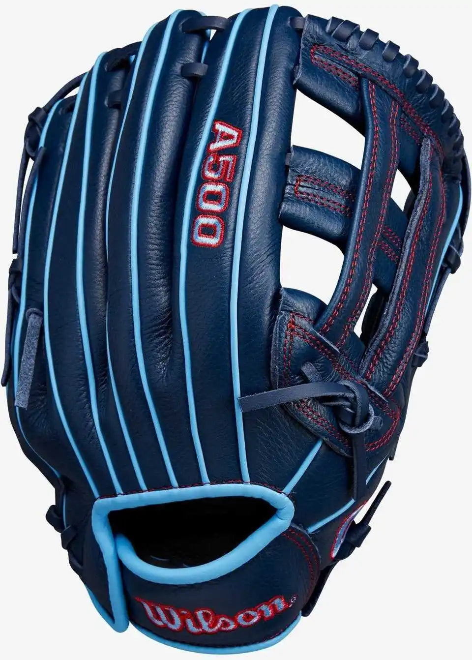 Wilson A500 12.00’’ Infield Pitcher Baseball Glove - Navy Blue Red