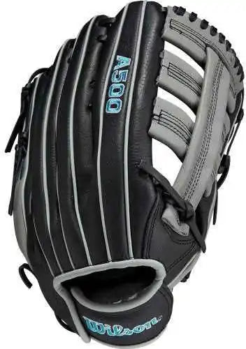 Wilson A500 12.50’’ Outfield Baseball Glove - Black Gray