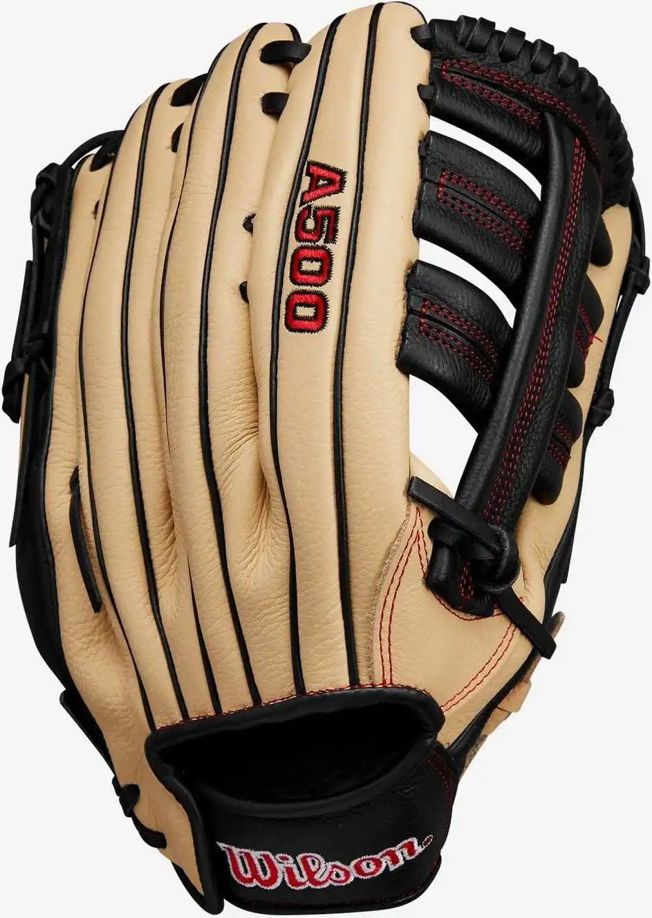 Wilson A500 12.50’’ Outfield Baseball Glove - Blonde Red Black