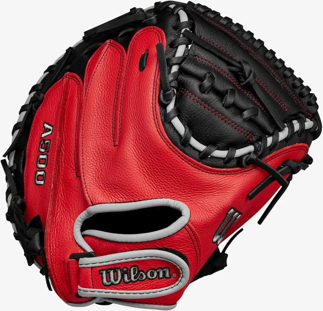 Wilson A500 32.00’’ Catcher’s Baseball Mitt - Black Red Gray - Right Throw