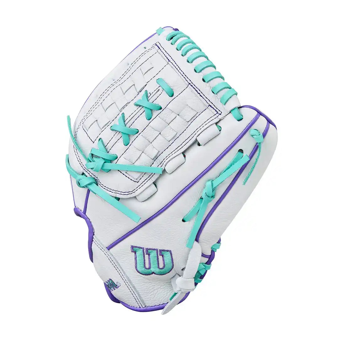Wilson A500 Siren 11.75’’ Youth Infield Fastpitch Glove Wbw1035581175 - White Purple - Right Throw