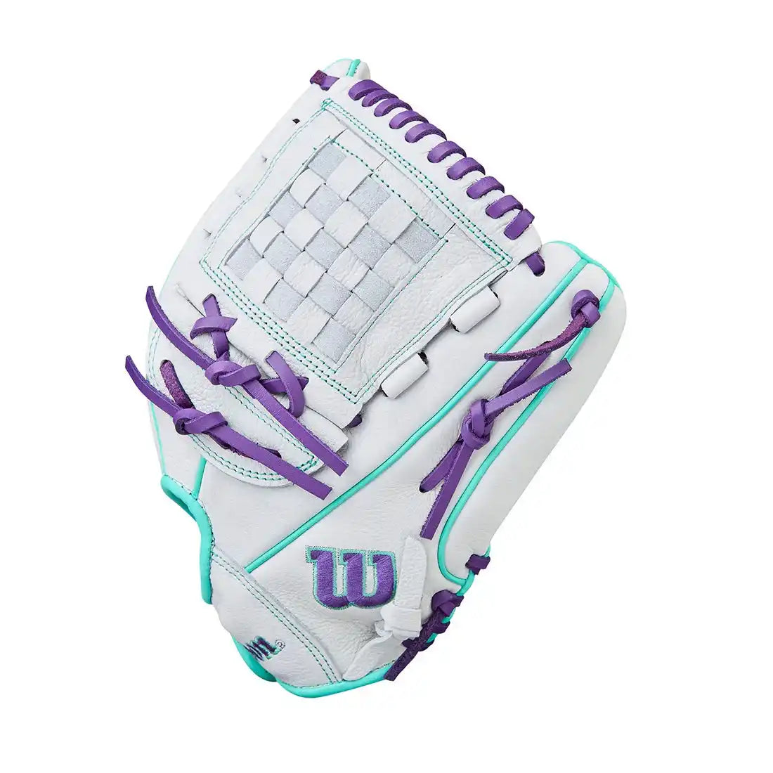 Wilson A500 Siren 12.00’’ Youth Infield Fastpitch Glove Wbw10355912 - White Purple - Right Throw