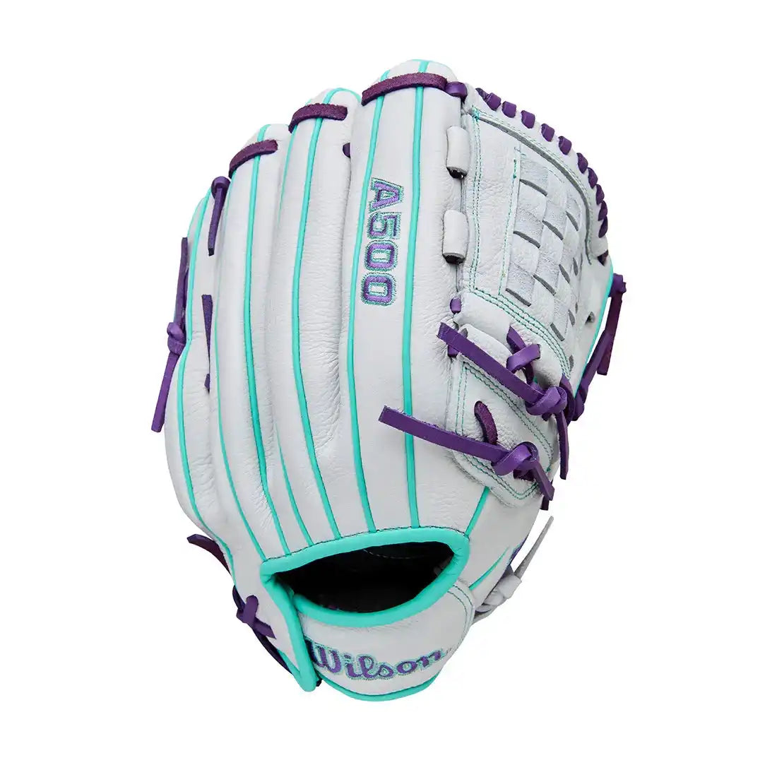 Wilson A500 Siren 12.00’’ Youth Infield Fastpitch Glove Wbw10355912 - White Purple - Right Throw