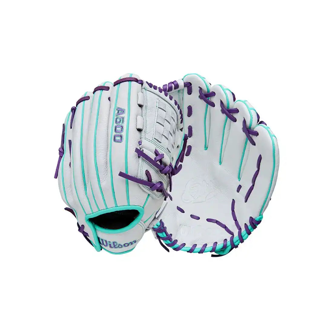Wilson A500 Siren 12.00’’ Youth Infield Fastpitch Glove Wbw10355912 - White Purple - Right Throw